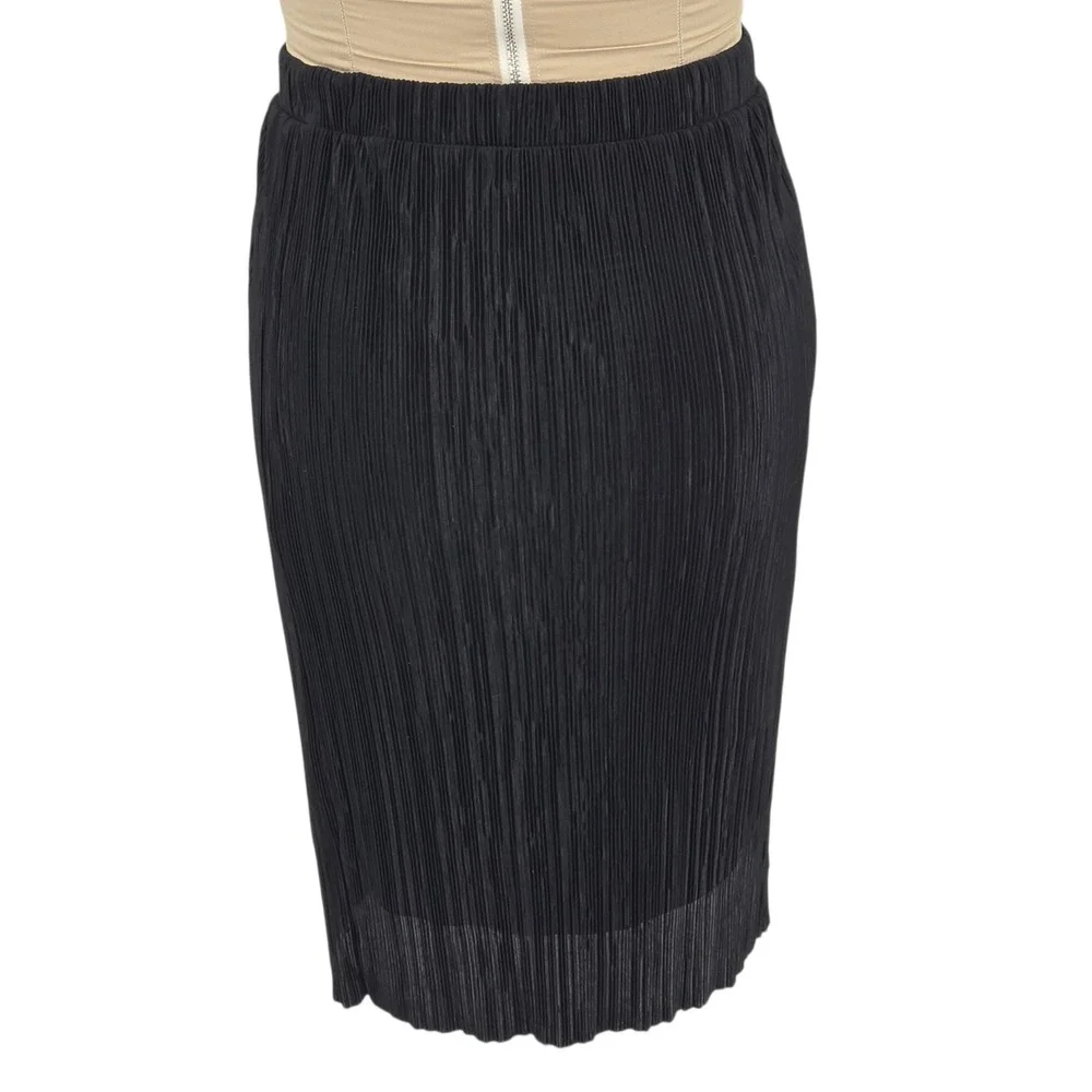 Le Lis Pleated Midi Skirt Women Size M Black Pull On USA Office Capsule Wardrobe